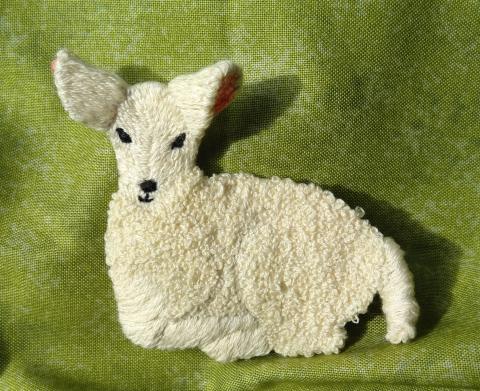 Freestanding lamb embroidery